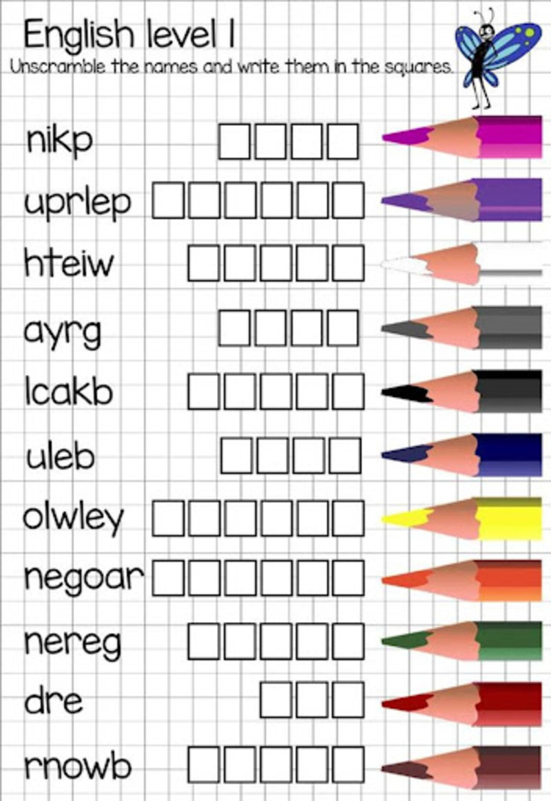 Bài 5: Word order Các bài tập về màu sắc tiếng Anh cho trẻ em Bài 5: Word order