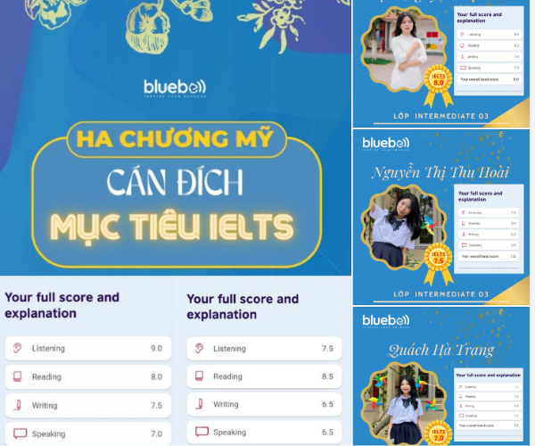 Học viên Trung tâm Bluebell cán đích mục tiêu IELTS T11/2023