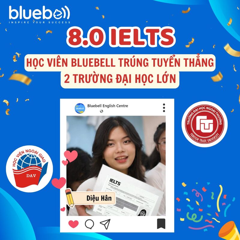 Học viên Diệu Hân 8.0 IELTS trúng tuyển thẳng 2 trường đại học TOP
